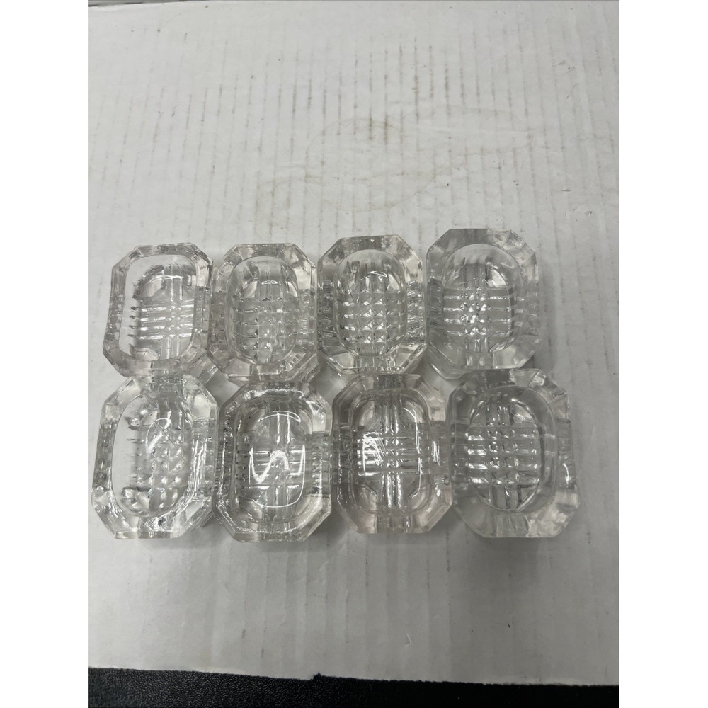 Vintage Chrystal Open Salt Cellars Set of 8 Rectangular Footed Clear individual